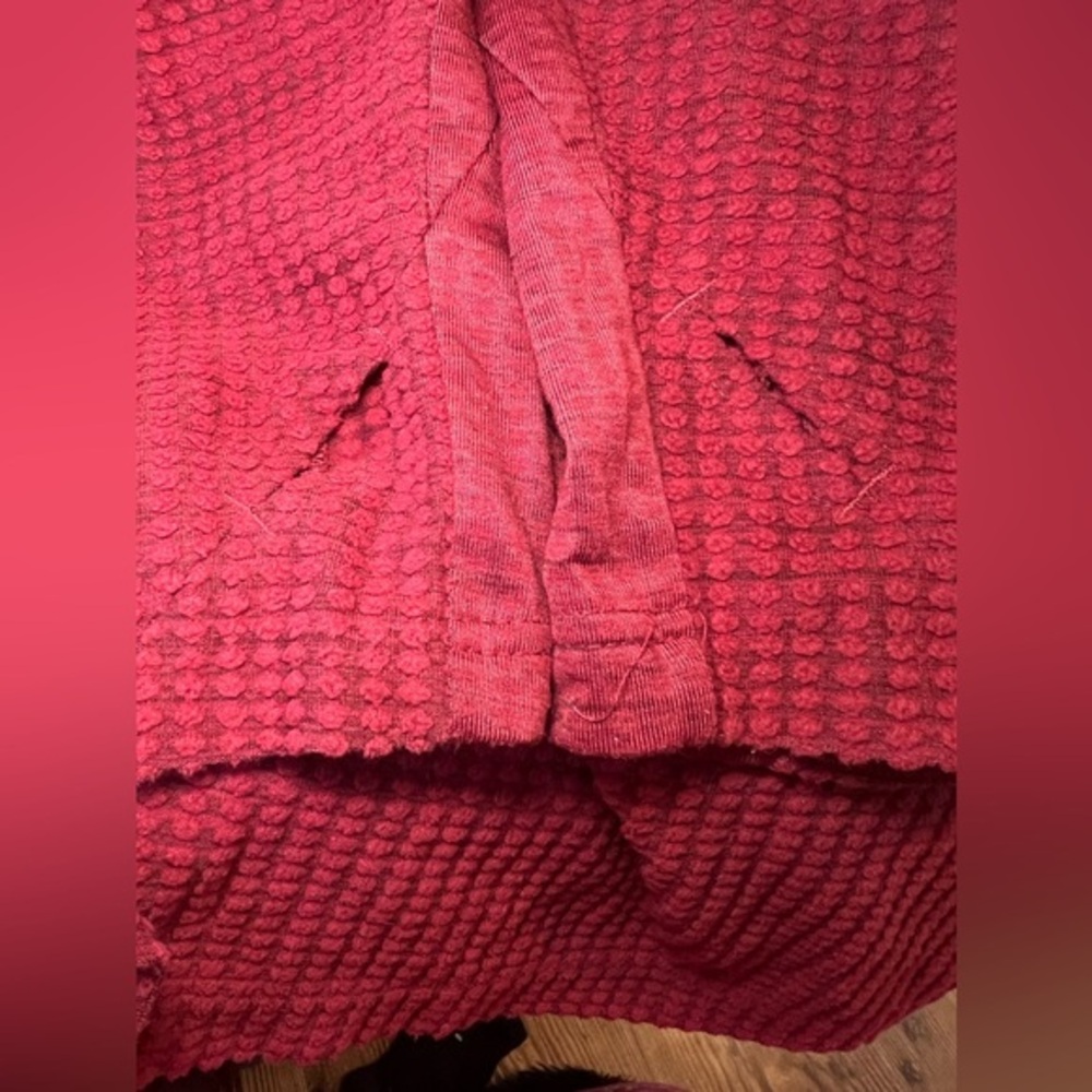 Columbia 1/4 Zip Men M Textured Nubby Red Thumbholes Fleece Like Pullover - Picture 6 of 6